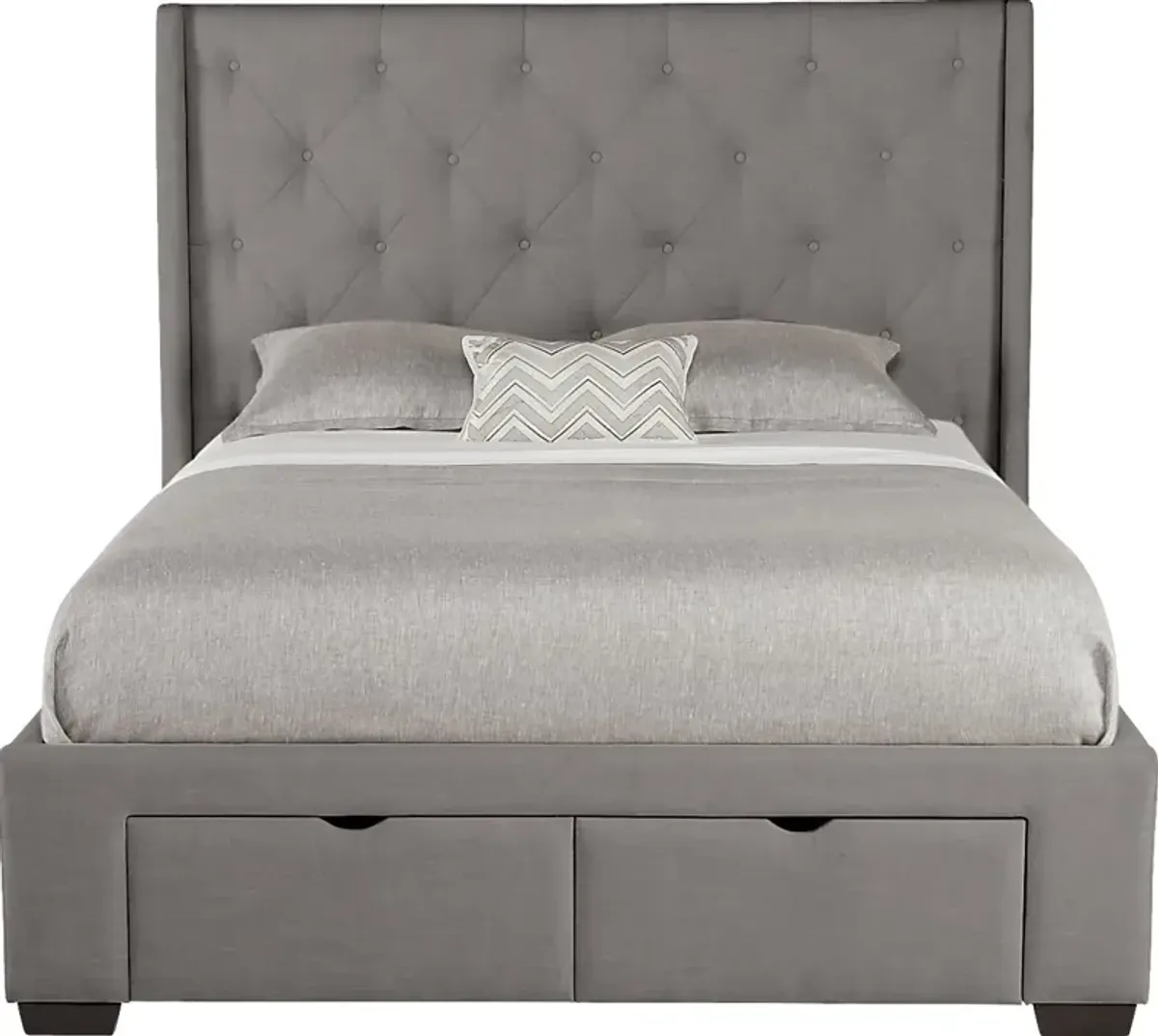 Alison Gray 3 Pc Queen Upholstered Bed with 2 Drawer Storage