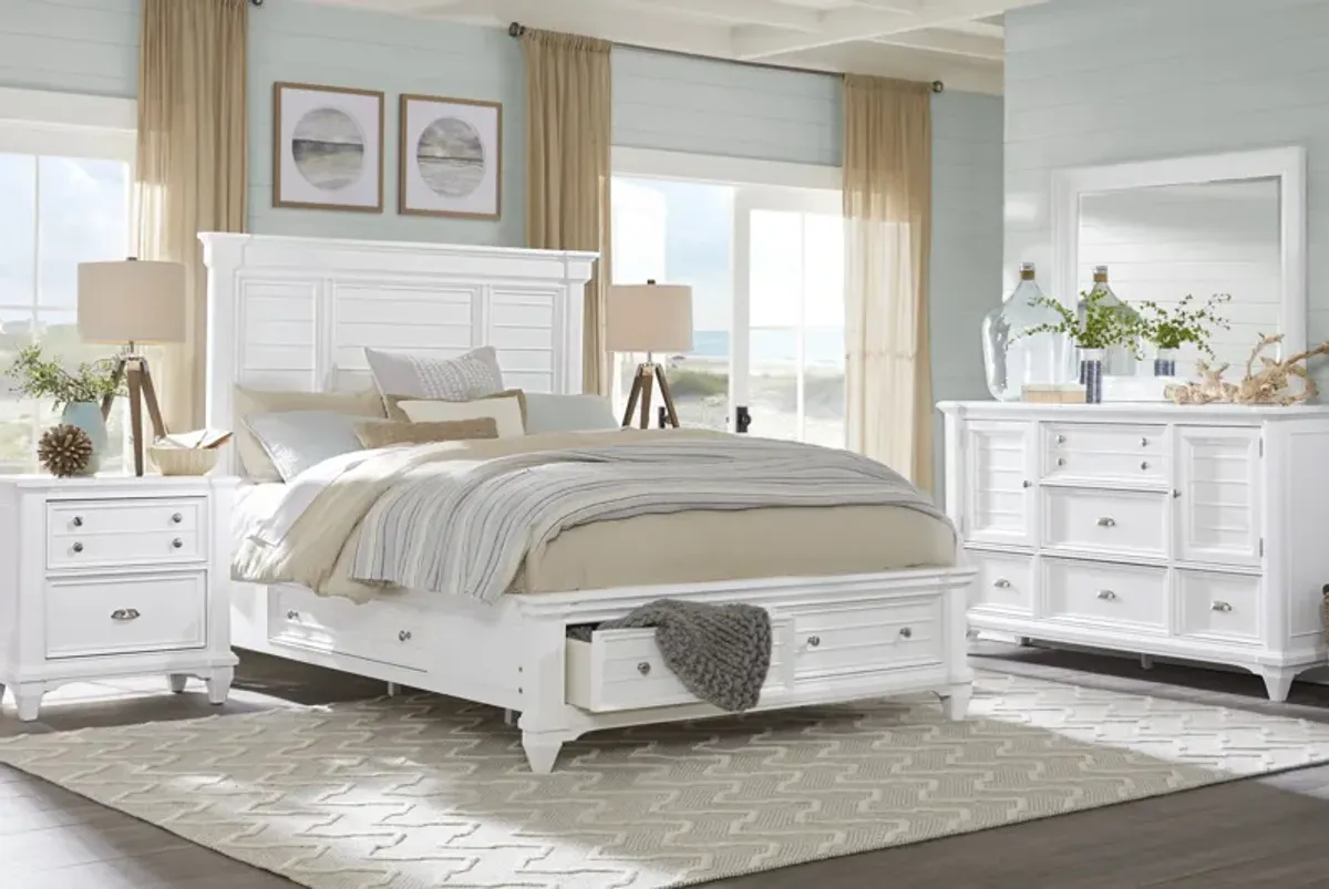 Hilton Head White 7 Pc Queen Storage Bedroom