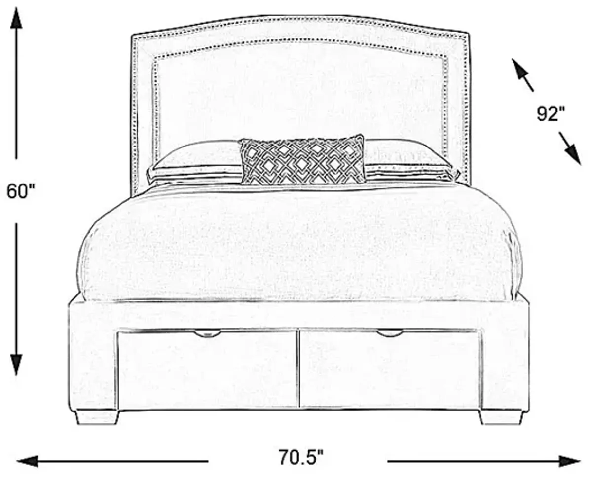 Loden Beige 3 Pc Queen Upholstered Bed with 2 Drawer Storage