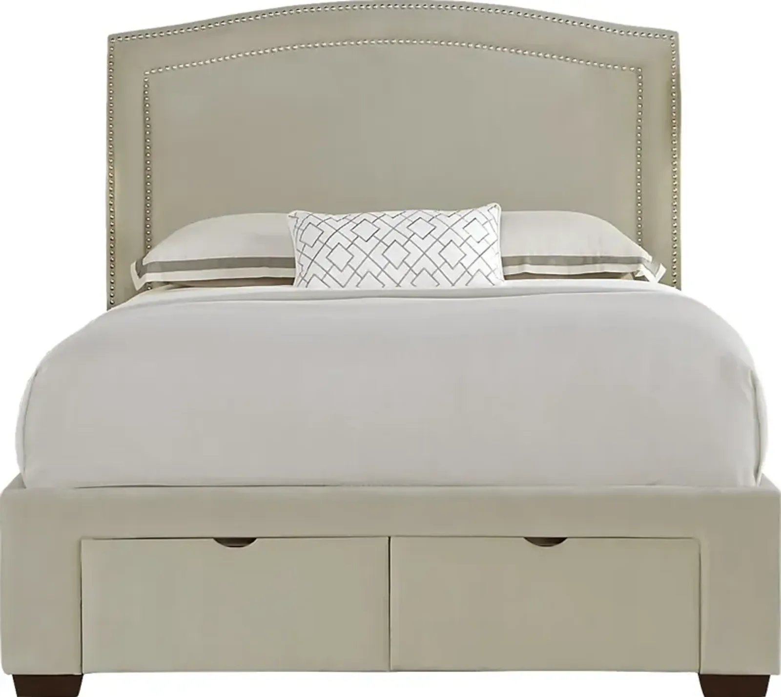 Loden Beige 3 Pc Queen Upholstered Bed with 2 Drawer Storage