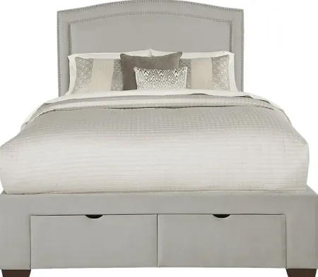 Loden Gray 3 Pc Queen Upholstered Bed with 2 Drawer Storage