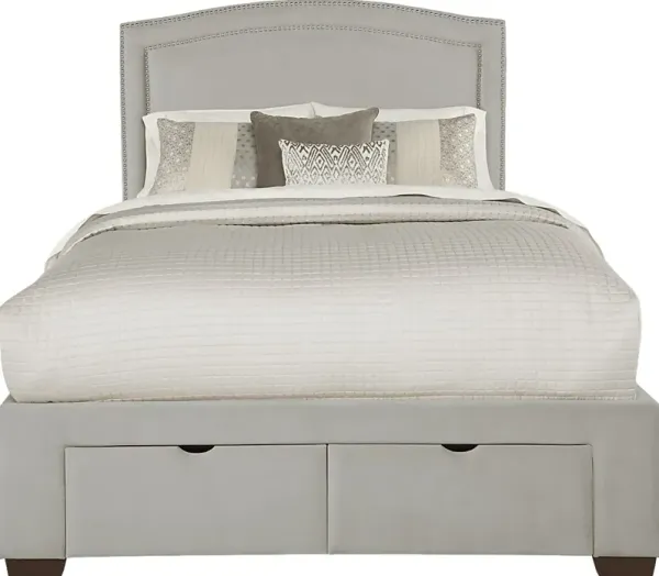 Loden Gray 3 Pc Queen Upholstered Bed with 2 Drawer Storage