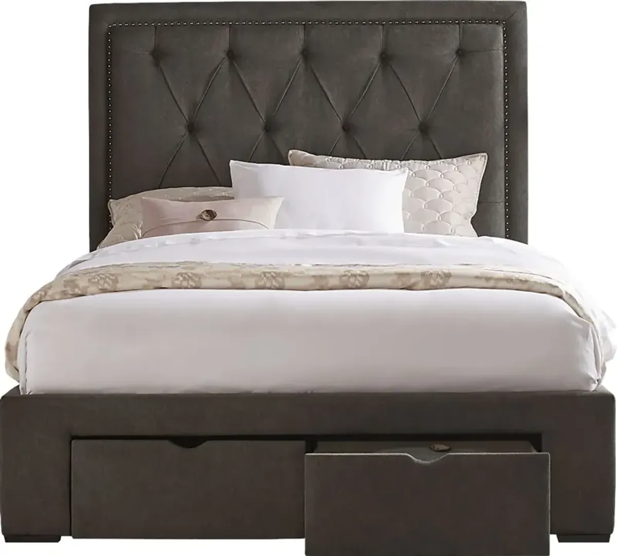 Elridge Granite 3 Pc Queen Upholstered Bed with 2 Drawer Storage