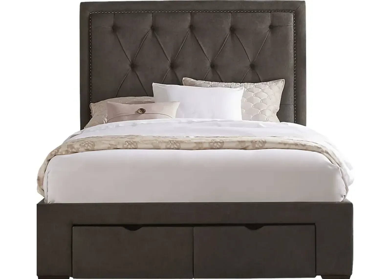 Elridge Granite 3 Pc Queen Upholstered Bed with 2 Drawer Storage