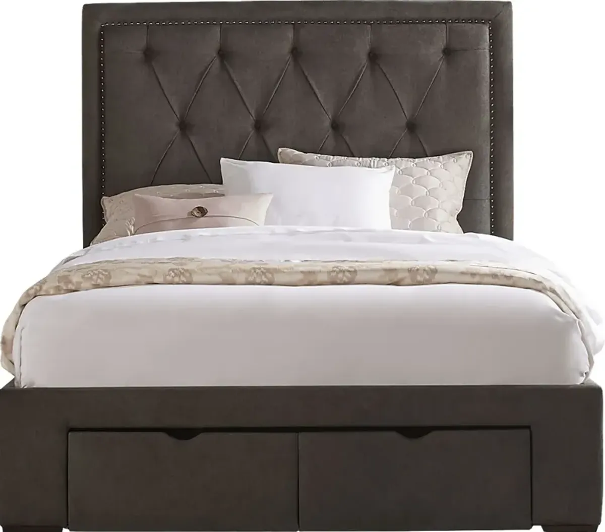 Elridge Granite 3 Pc Queen Upholstered Bed with 2 Drawer Storage