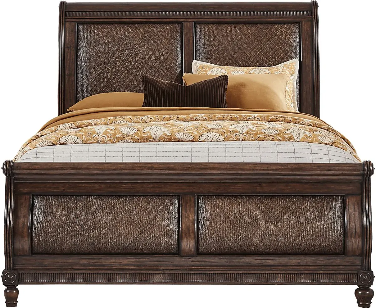 West Indies Brown 7 Pc Queen Sleigh Bedroom