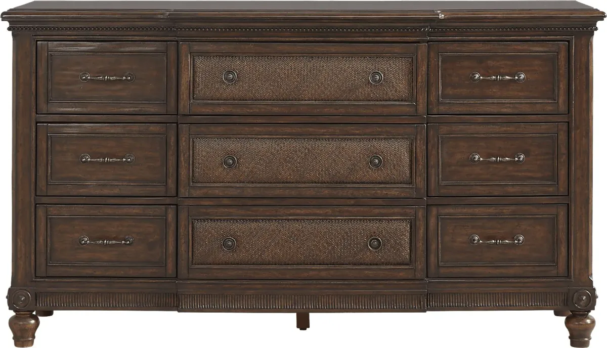 West Indies Brown 7 Pc Queen Sleigh Bedroom