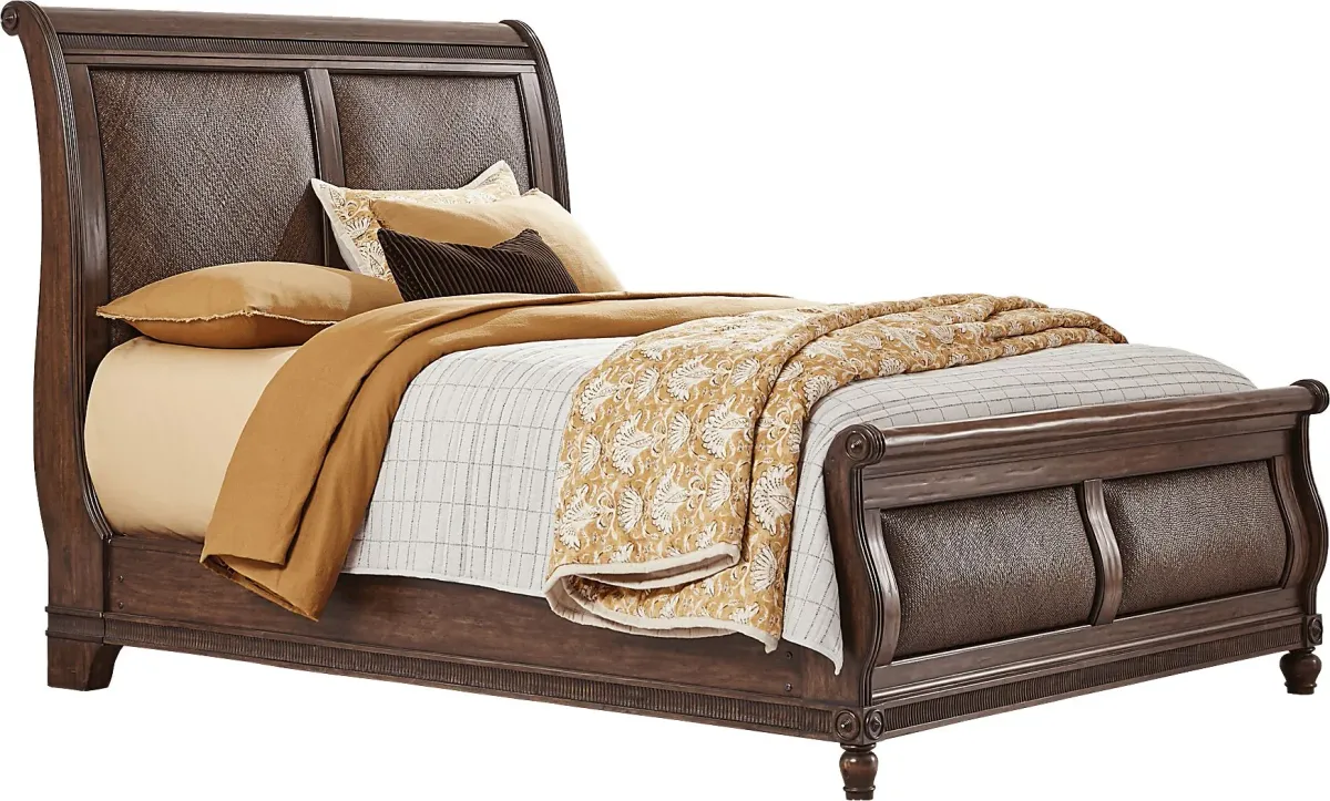 West Indies Brown 7 Pc Queen Sleigh Bedroom