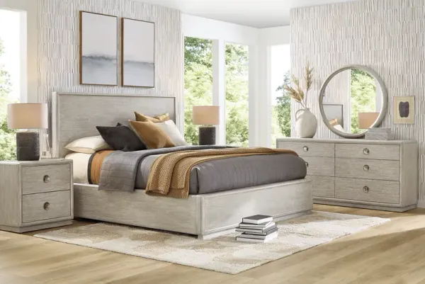 Santa Clarita Light Gray 7 Pc King Panel Bedroom
