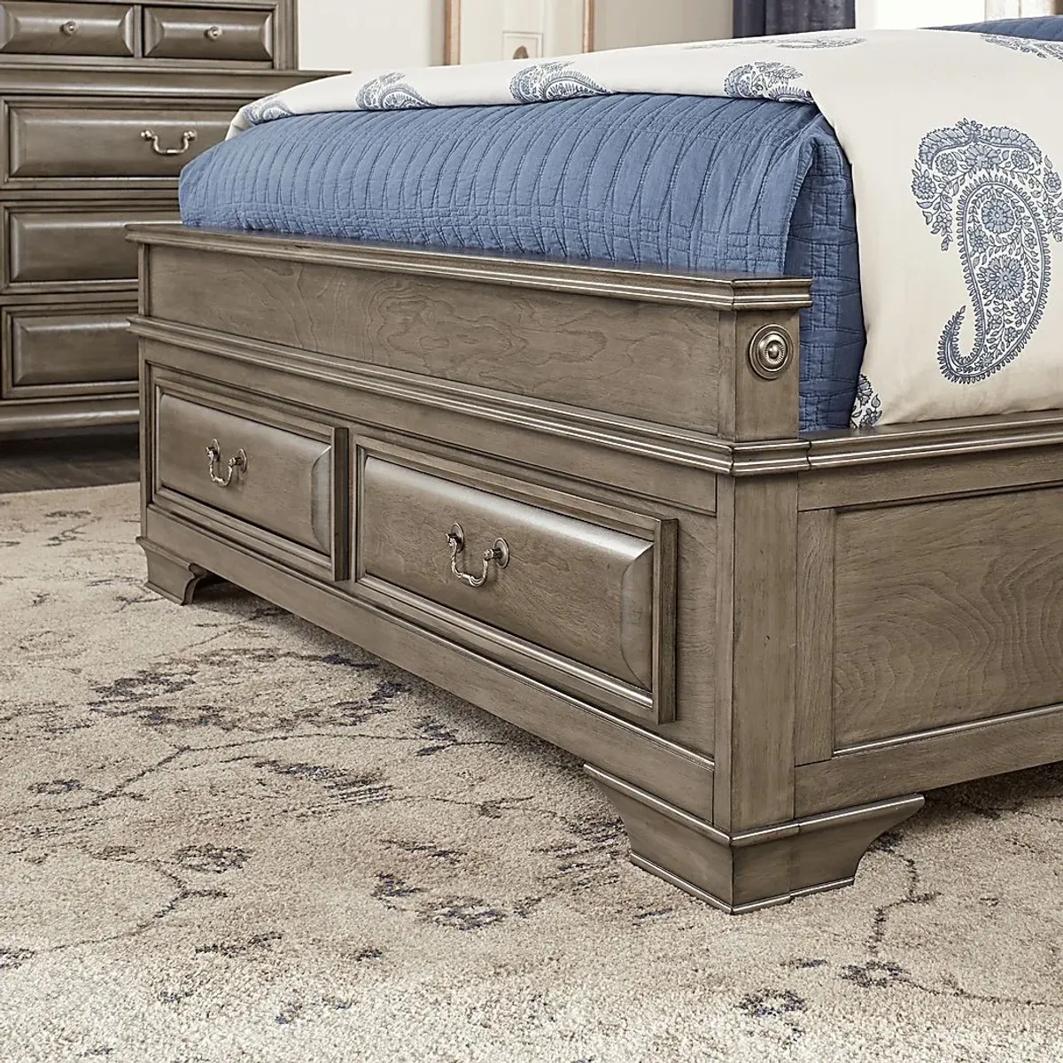 Mill Valley II Gray 7 Pc King Sleigh Bedroom with Storage