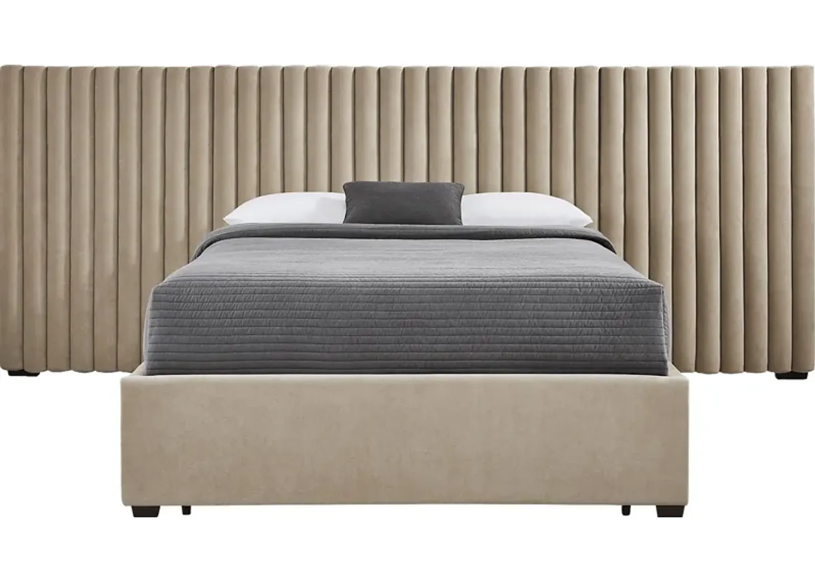 Belvedere Beige 4 Pc King Upholstered Storage Wall Bed