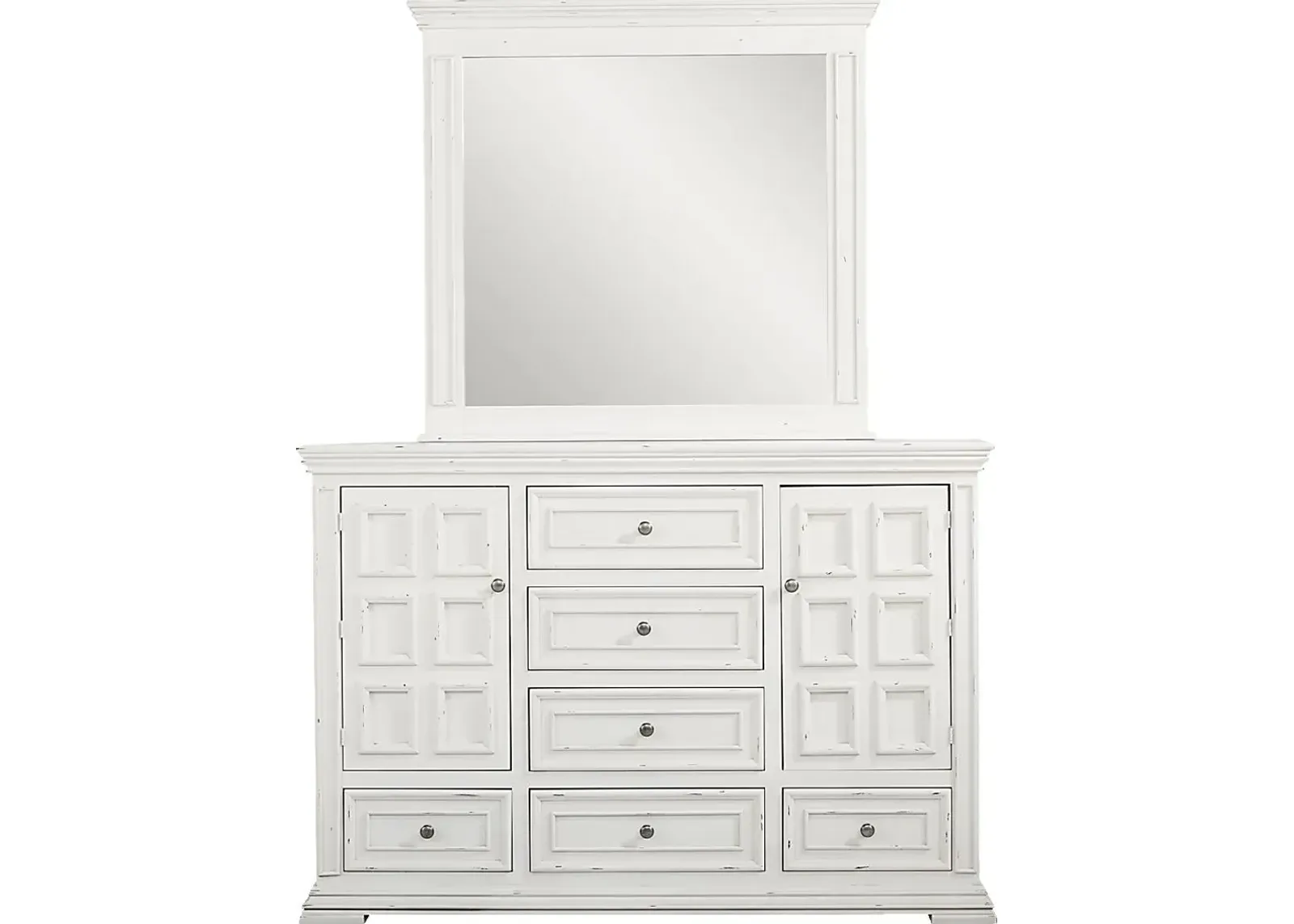 Folkston Bay White 2 Pc Dresser and Mirror