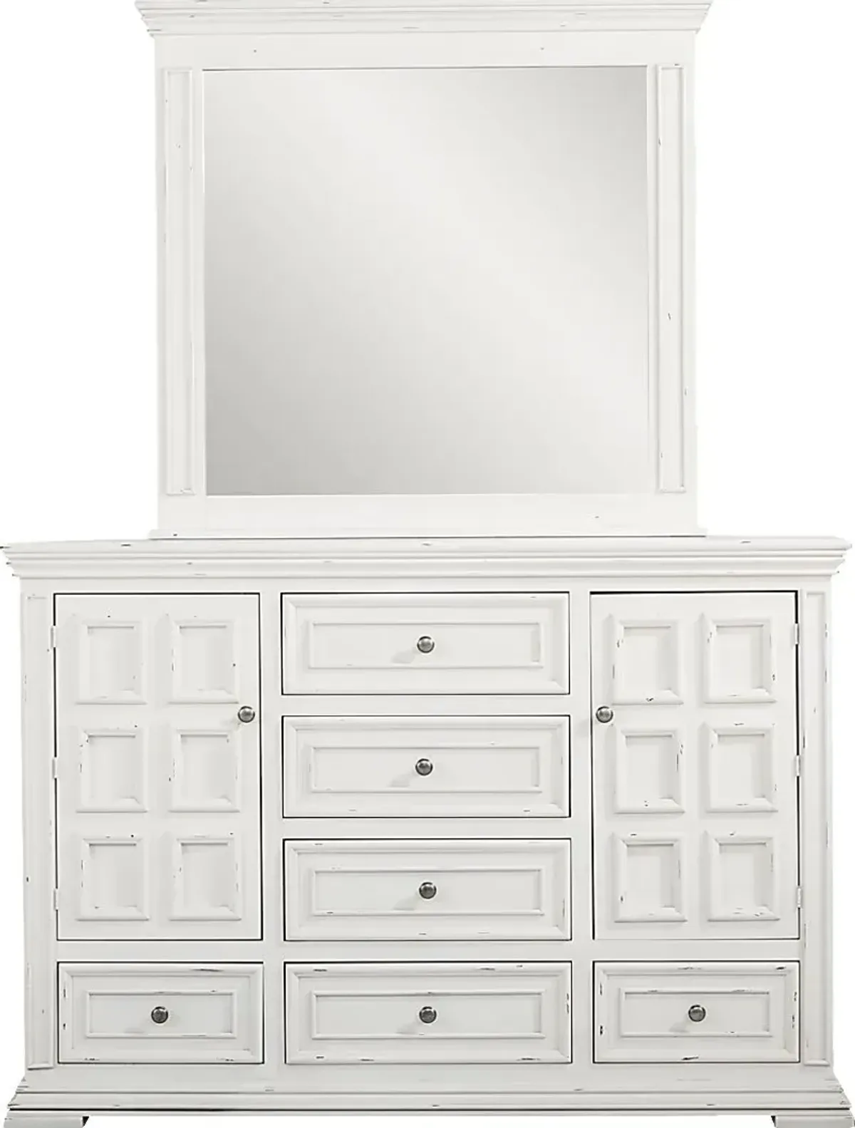 Folkston Bay White 2 Pc Dresser and Mirror