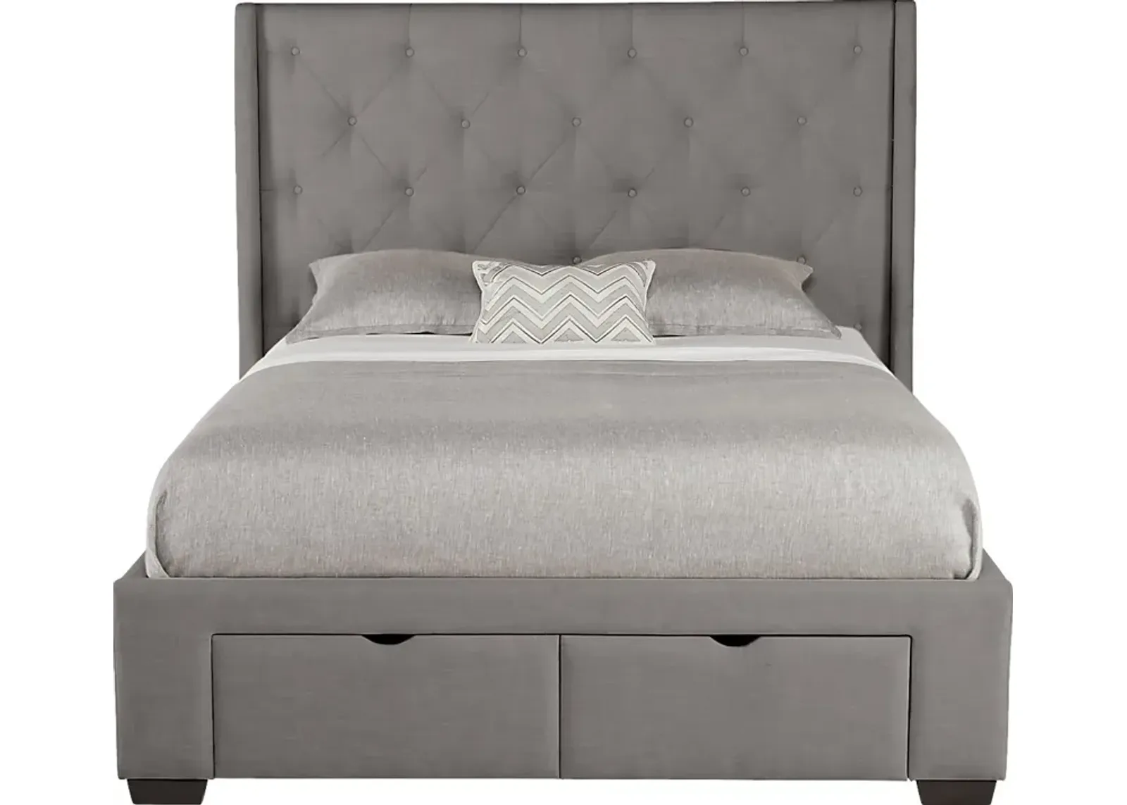 Alison Gray 3 Pc King Upholstered Bed with 2 Drawer Storage