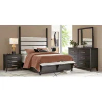 Copperline Black 7 Pc King Poster Bedroom with Bench