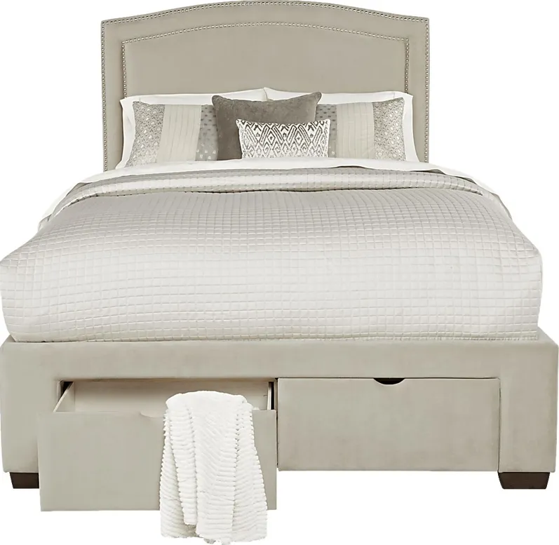 Loden Beige 3 Pc King Upholstered Bed with 2 Drawer Storage