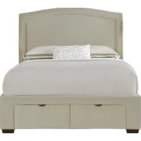 Loden Beige 3 Pc King Upholstered Bed with 2 Drawer Storage