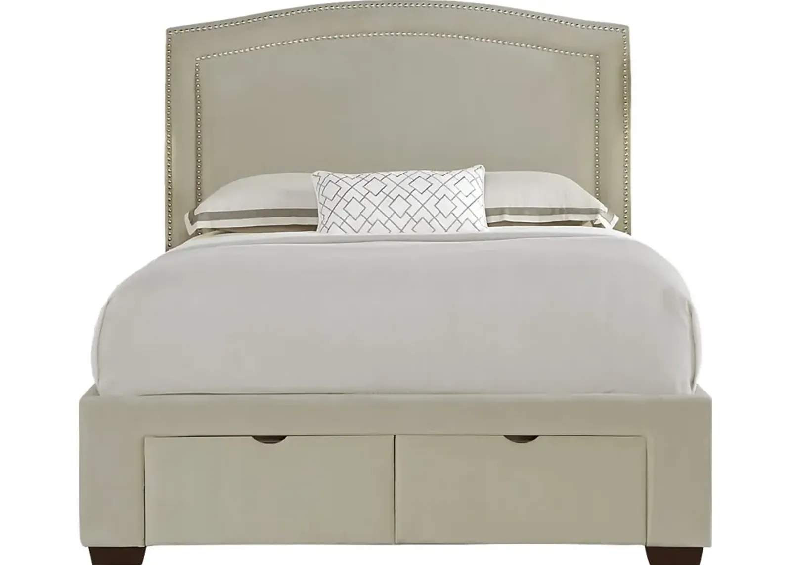 Loden Beige 3 Pc King Upholstered Bed with 2 Drawer Storage