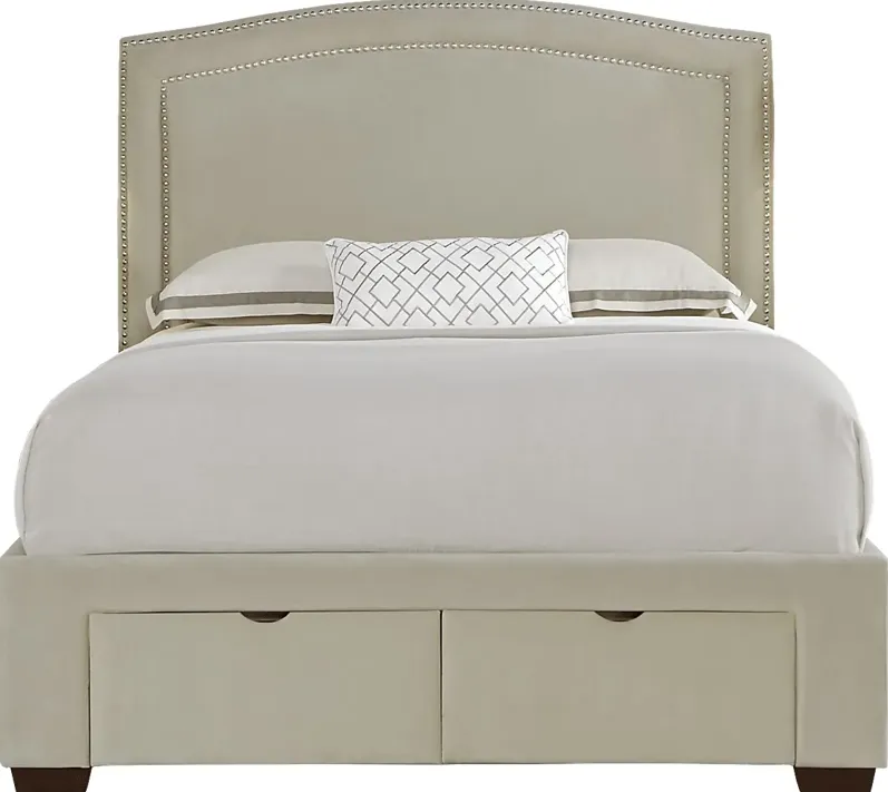 Loden Beige 3 Pc King Upholstered Bed with 2 Drawer Storage