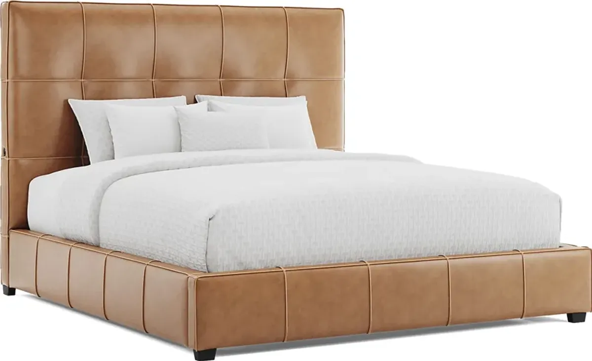 Cindy Crawford Home Kailey Park Oak 5pc Bedroom with Giselle Camel King Upholstered Bed