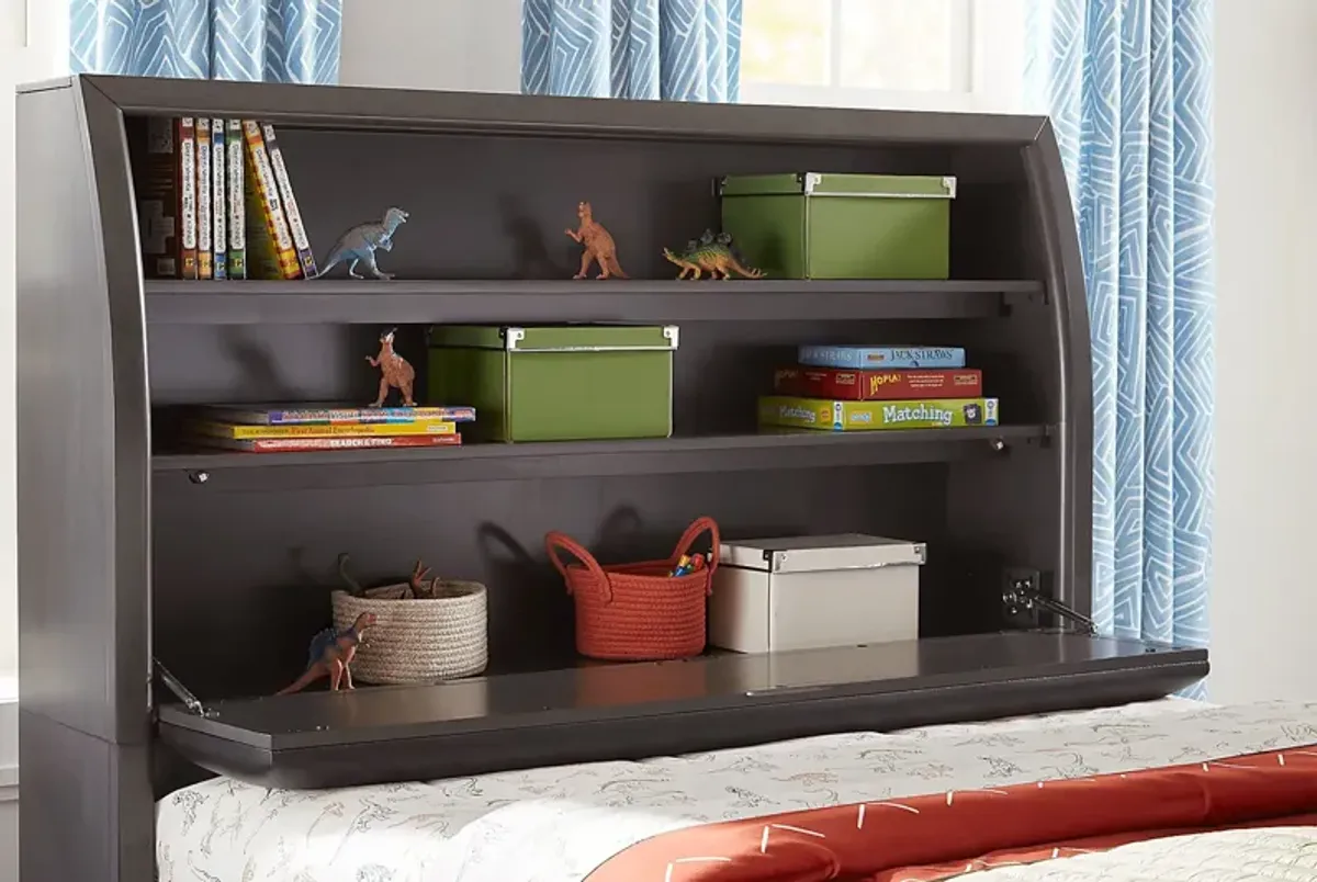 Kids Santa Cruz Gray Twin Bookcase Bed