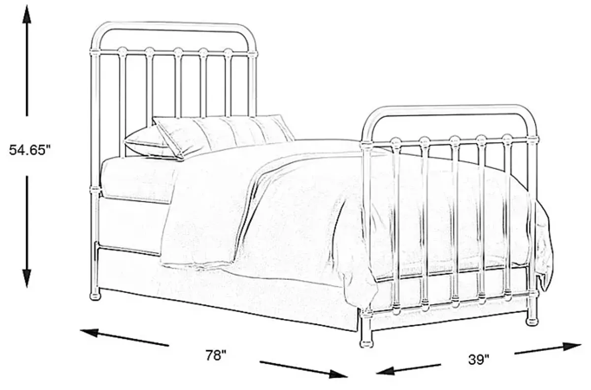 Kids Saddlerock White 3 Pc Twin Metal Bed