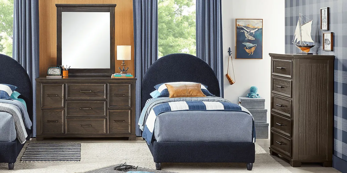 Kids Moonstone Navy 3 Pc Twin Upholstered Bed