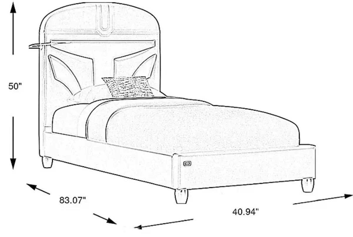 Kids Star Wars Mandalorian Dark Gray 3 Pc Twin Bed