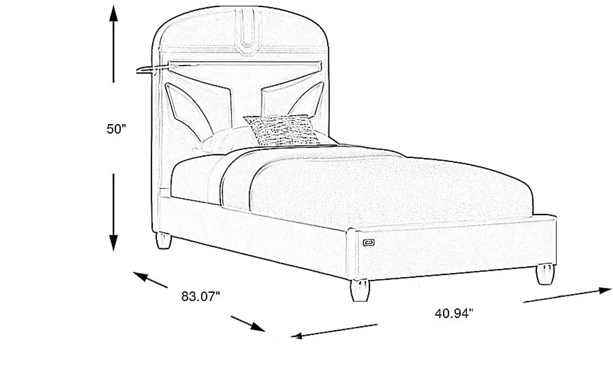 Kids Star Wars Mandalorian Dark Gray Twin Bed