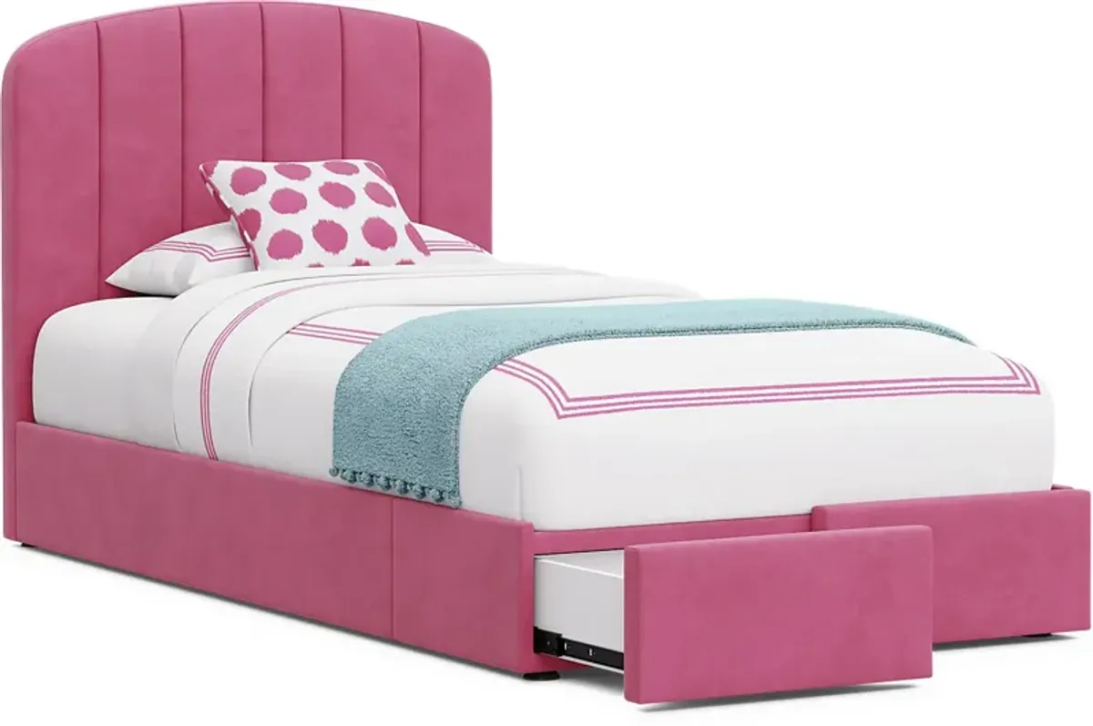 Kids Gwyneth Bubble Gum Twin Upholstered Storage Bed