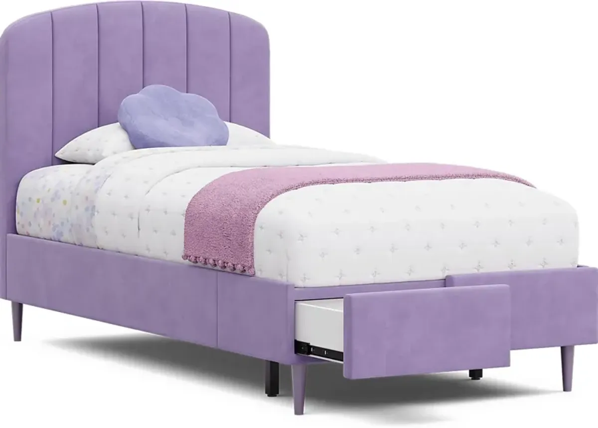 Kids Gwyneth Lavender 3 Pc Twin Upholstered Storage Bed