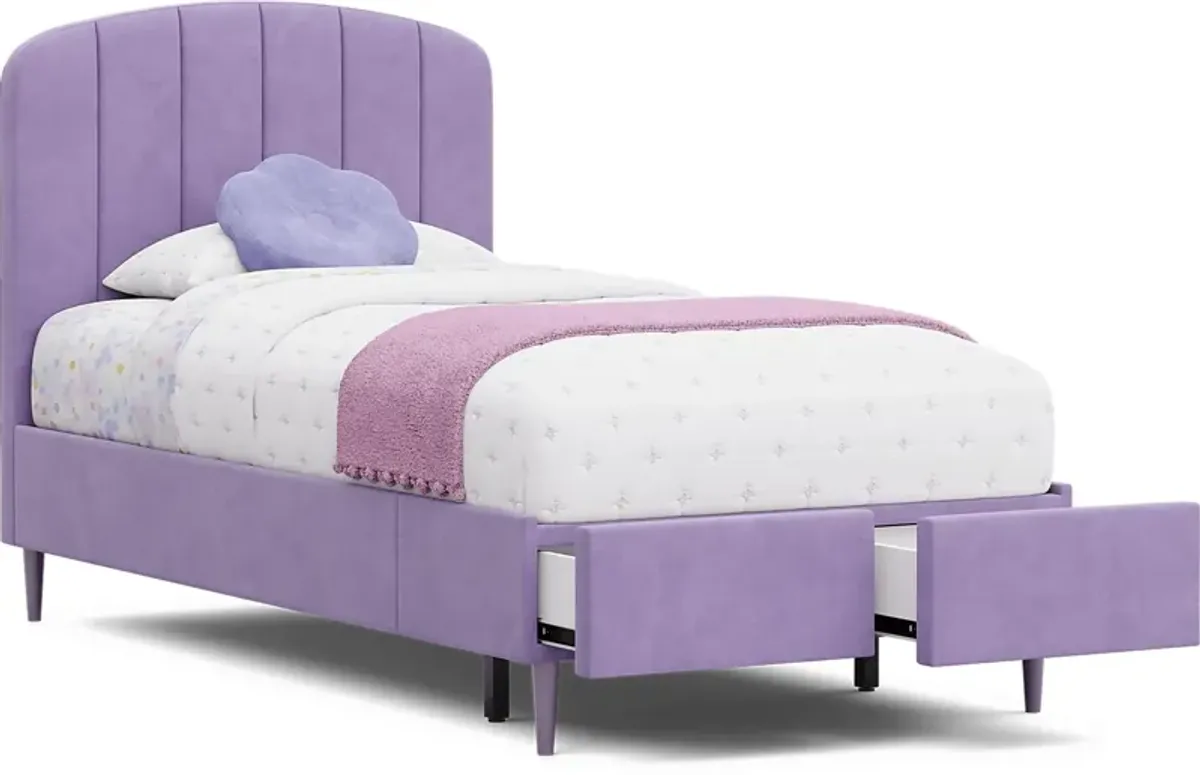 Kids Gwyneth Lavender 3 Pc Twin Upholstered Storage Bed