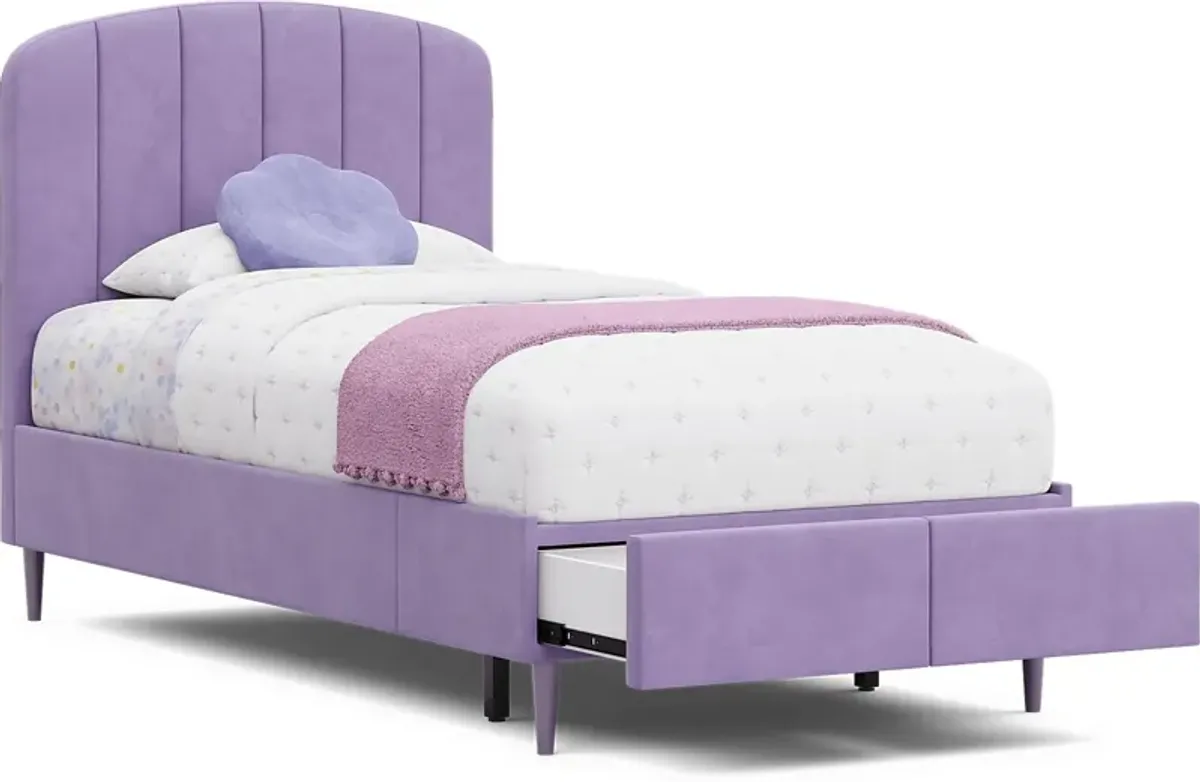 Kids Gwyneth Lavender 3 Pc Twin Upholstered Storage Bed