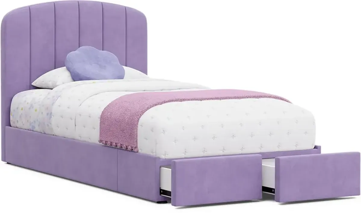 Kids Gwyneth Lavender 3 Pc Twin Upholstered Storage Bed