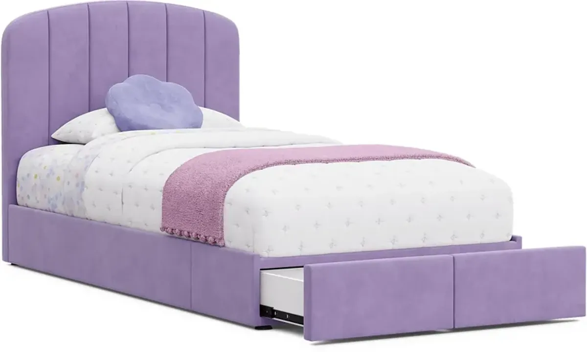 Kids Gwyneth Lavender 3 Pc Twin Upholstered Storage Bed