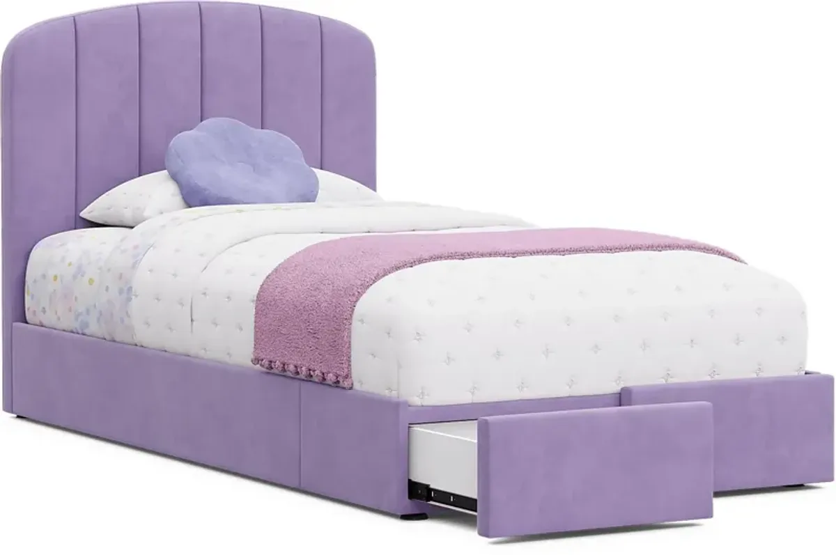 Kids Gwyneth Lavender 3 Pc Twin Upholstered Storage Bed