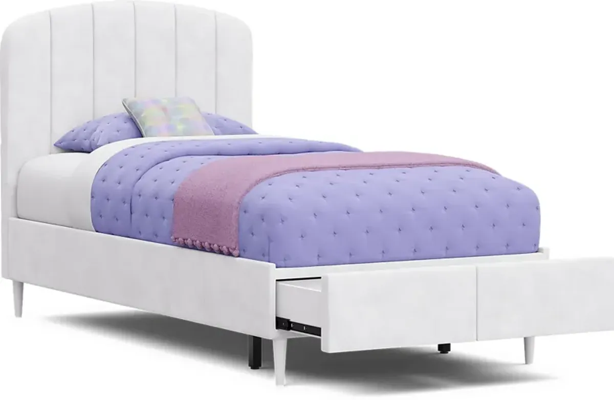 Kids Gwyneth White 3 Pc Twin Upholstered Storage Bed