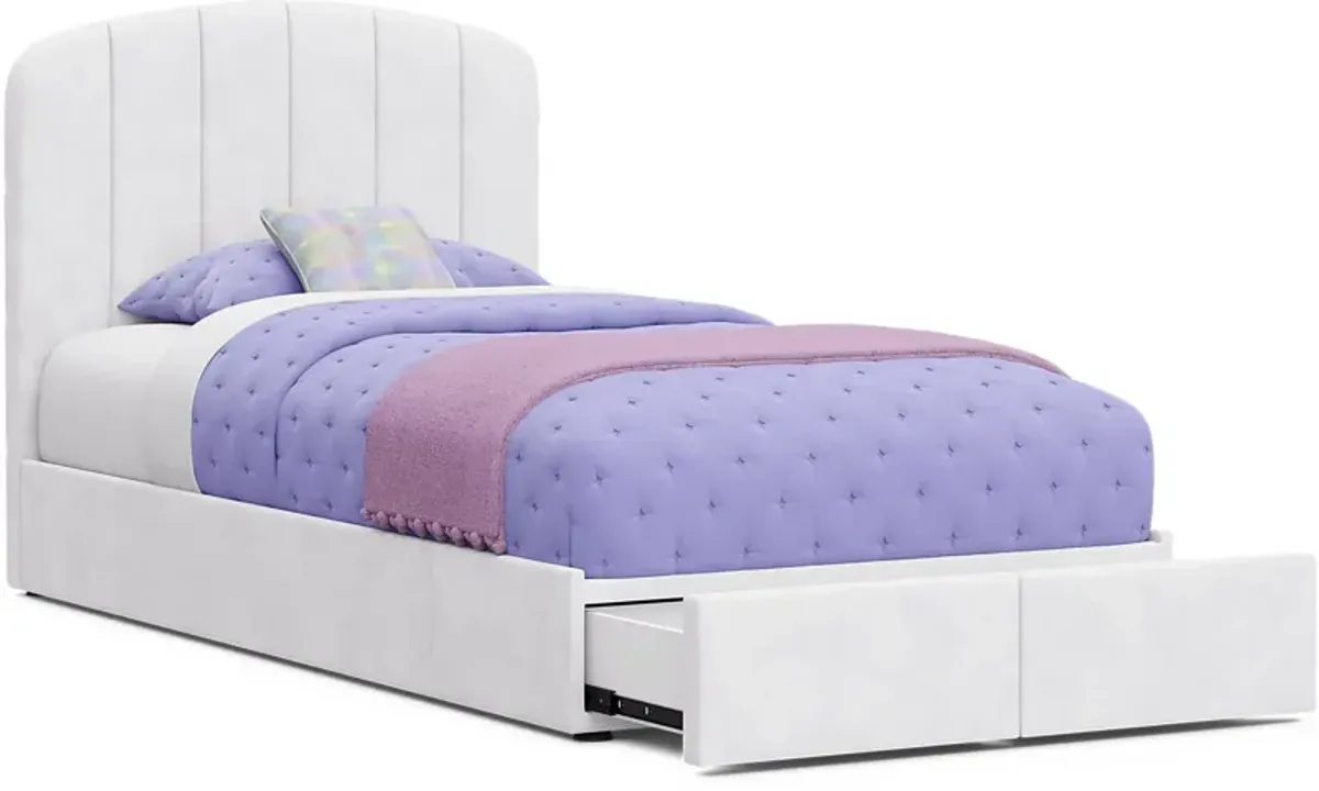 Kids Gwyneth White 3 Pc Twin Upholstered Storage Bed