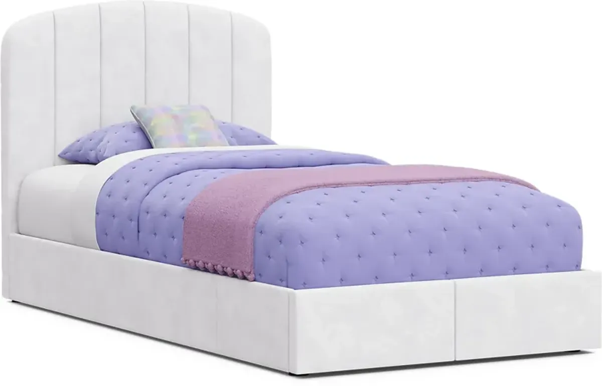 Kids Gwyneth White 3 Pc Twin Upholstered Storage Bed