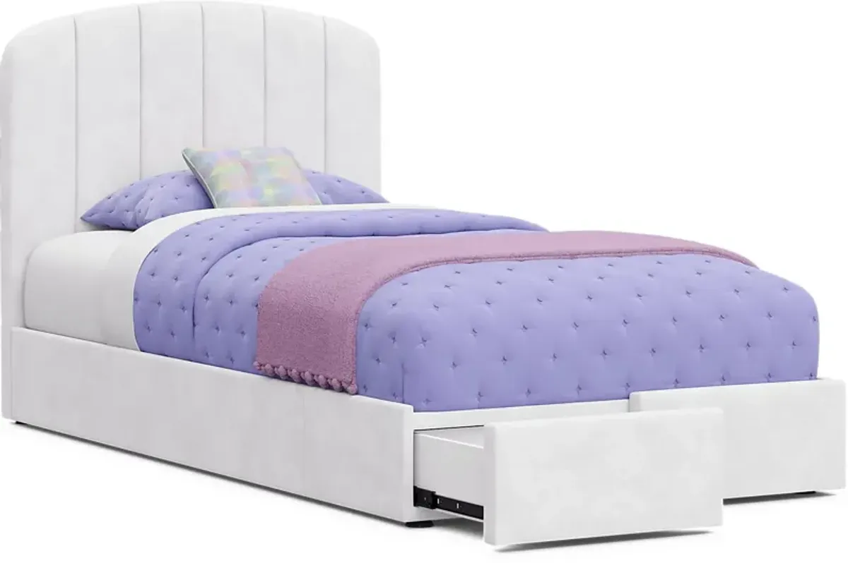 Kids Gwyneth White 3 Pc Twin Upholstered Storage Bed