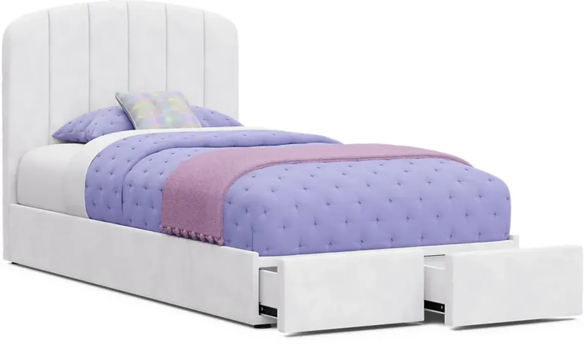 Kids Gwyneth White 3 Pc Twin Upholstered Storage Bed