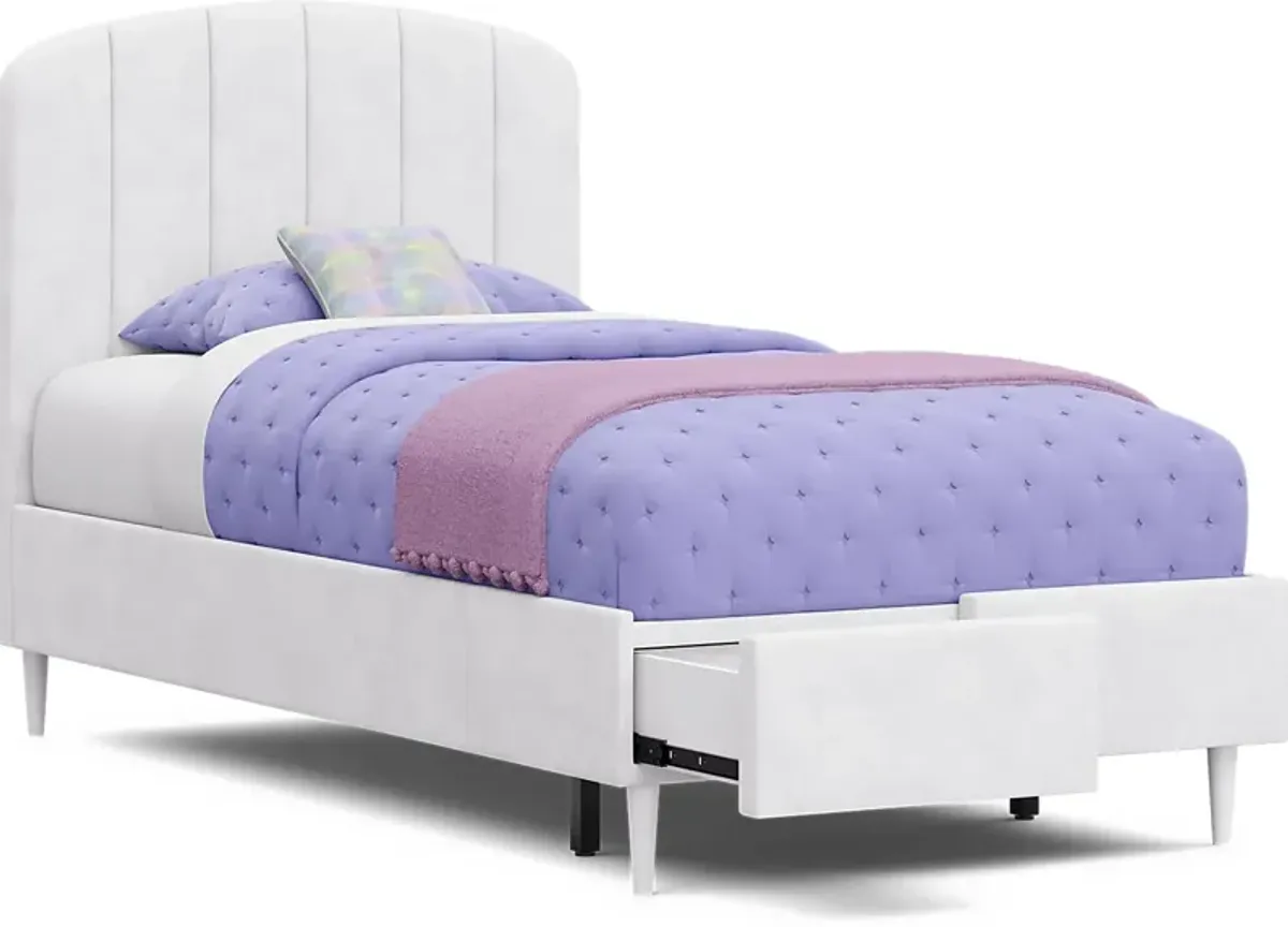 Kids Gwyneth White 3 Pc Twin Upholstered Storage Bed