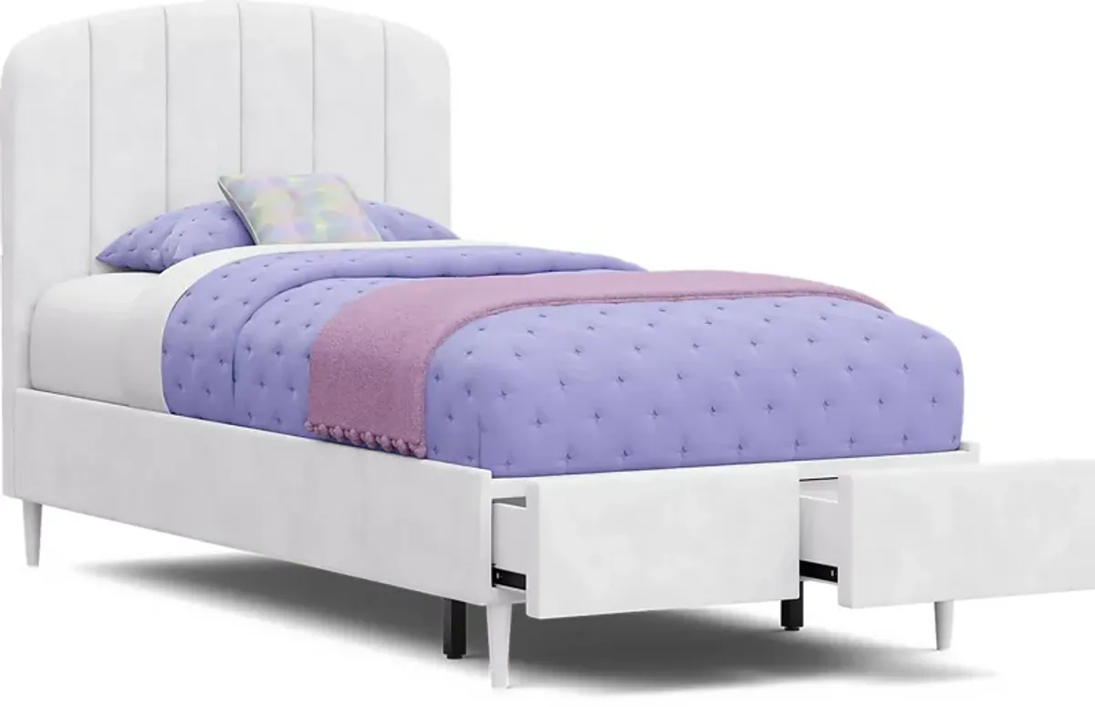 Kids Gwyneth White 3 Pc Twin Upholstered Storage Bed