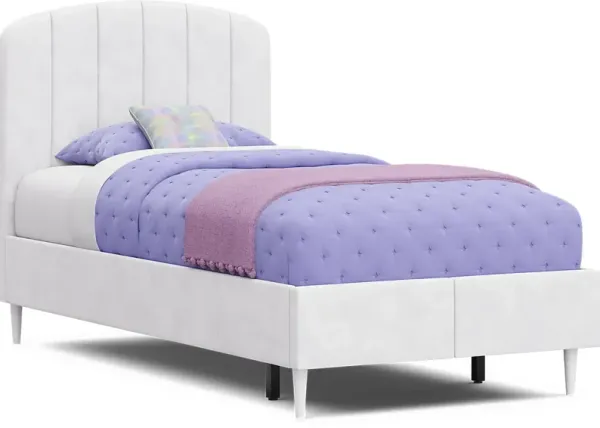 Kids Gwyneth White Twin Upholstered Storage Bed