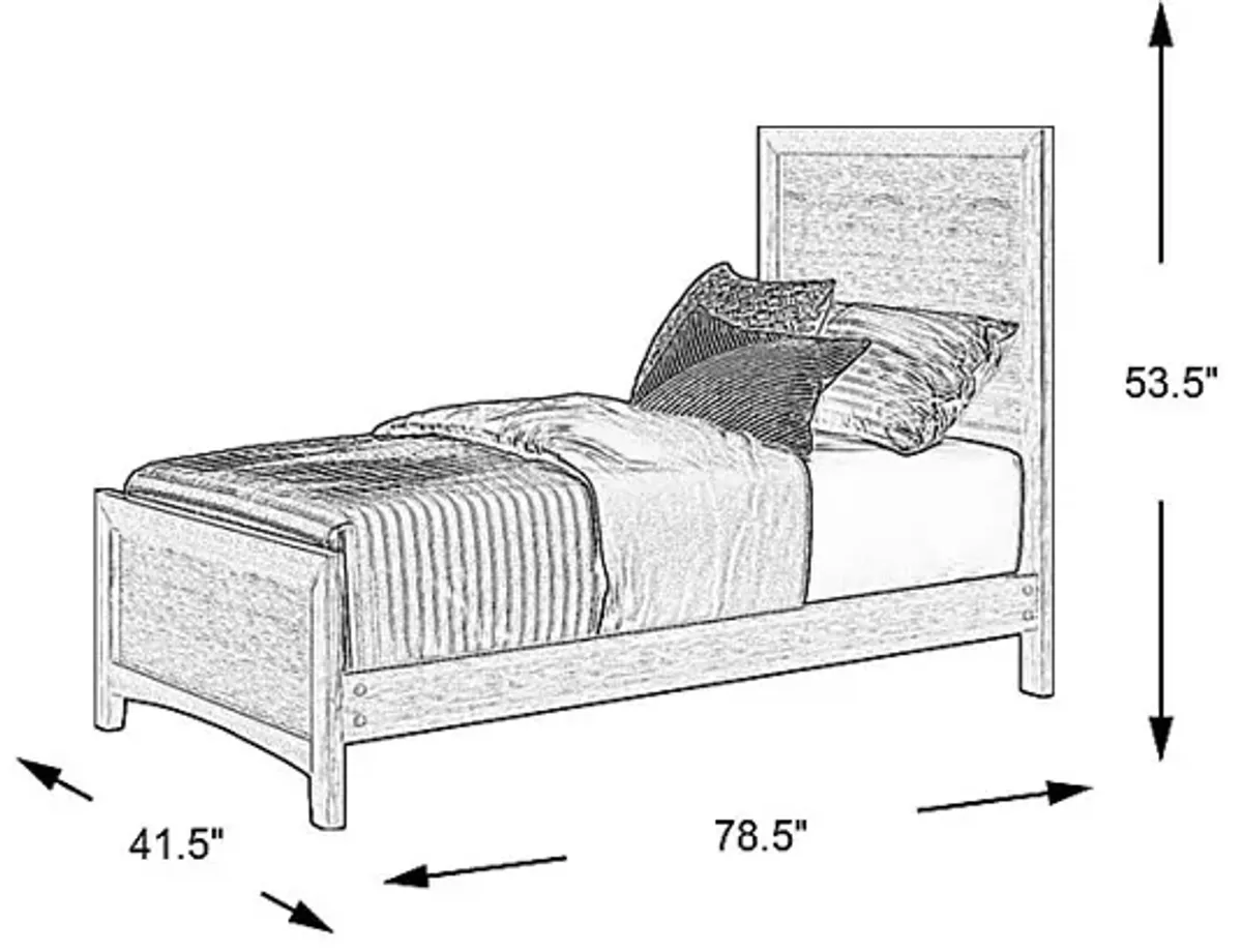 Kids Ivy League 2.0 Walnut 3 Pc Twin Panel Bed