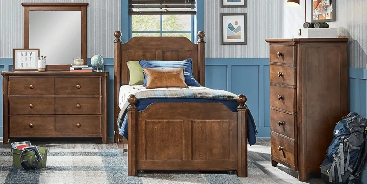 Kids South Bend Brown Cherry 3 Pc Twin Poster Bed