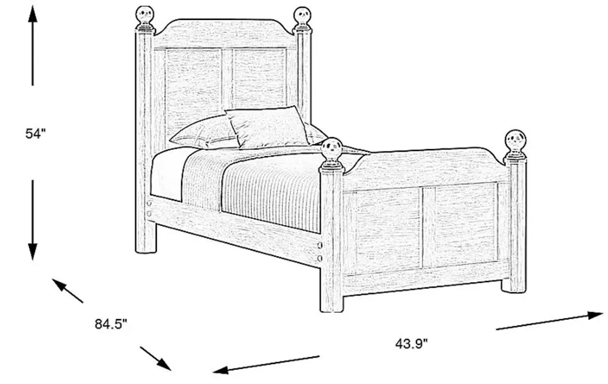 Kids South Bend Brown Cherry 3 Pc Twin Poster Bed