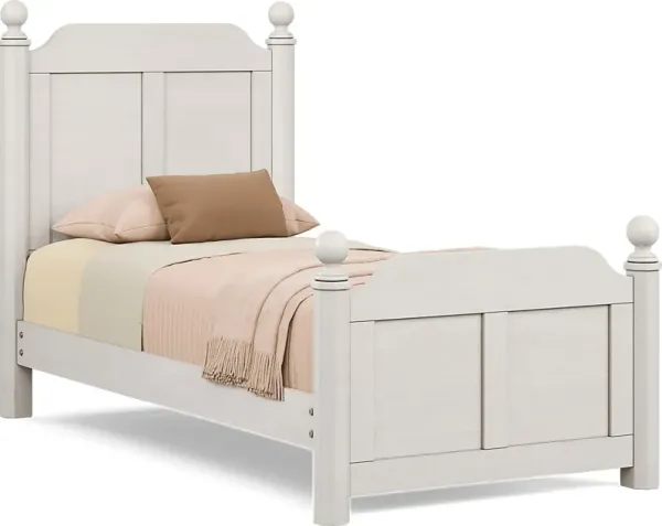 Kids South Bend Washed White Twin Poster Bed