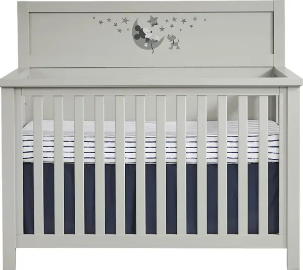Mickey Mouse and Minnie Mouse Gray Convertible Crib with Classic Art