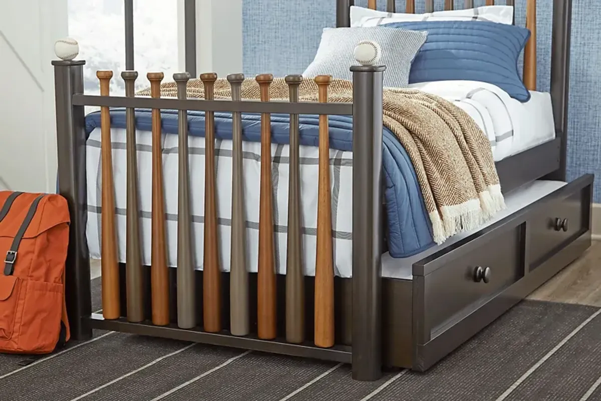 Kids Batter Up Stained 3 Pc Twin Baseball Bat Bed